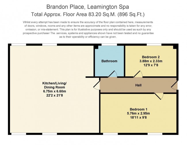 Floorplan for Brandon Place, Brandon Parade, Leamington Spa