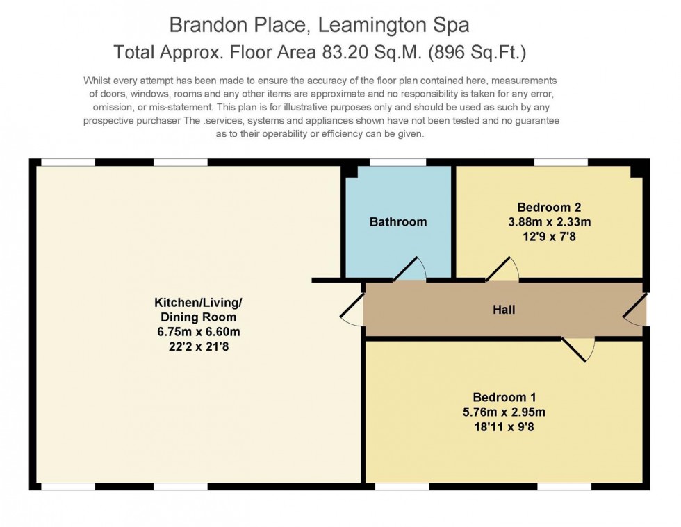 Floorplan for Brandon Place, Brandon Parade, Leamington Spa