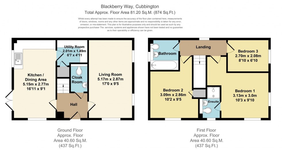 Floorplan for Blackberry Way, Cubbington, Leamington Spa