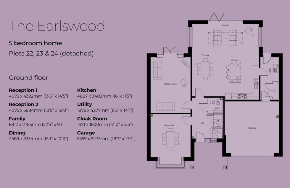 Floorplan for Plot 23, The Earlswood, Deerhurst Gardens, Welford on Avon