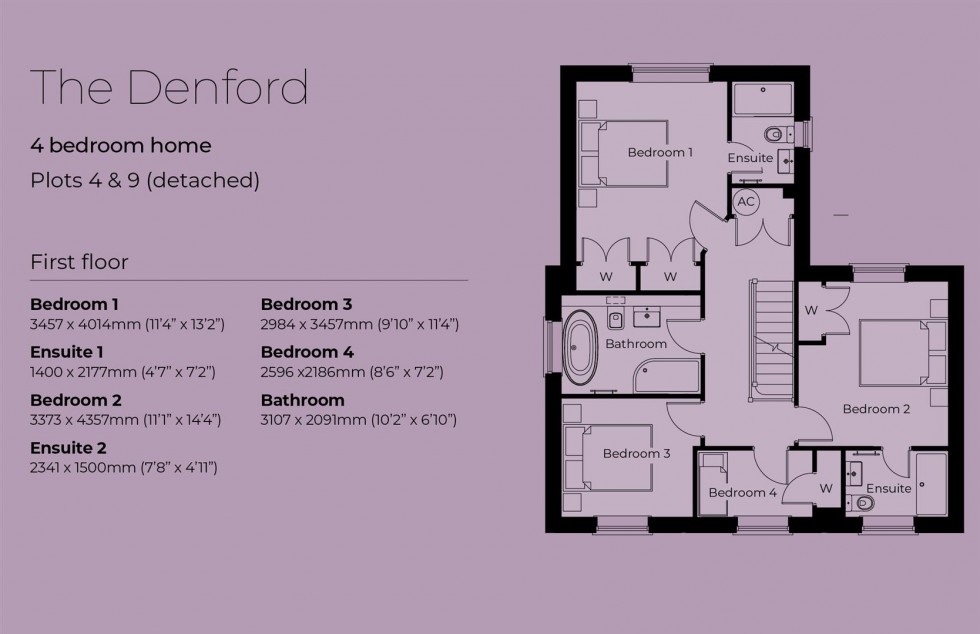 Floorplan for Plot 9, The Denford, Deerhurst Gardens, Welford on Avon