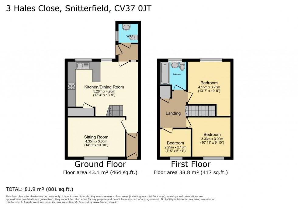 Floorplan for Hales Close, Snitterfield, Stratford-upon-Avon